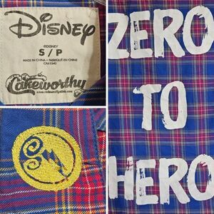 Disney‎ X Cakeworthy Hercules Hero To Zero Long Sleeve Flannel Shirt Women's S